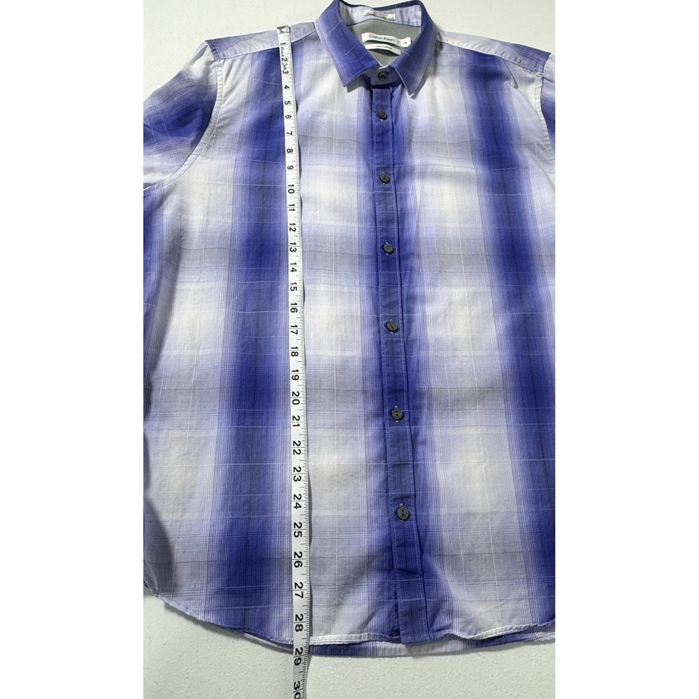 Calvin Klein Mens‎ Purple Plaid Button Down Shirt Cotton Tencel Long Sleeve L - Picture 5 of 13